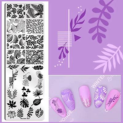  Biutee Nail Stamping Plates Nail Stamping Kit Flower Leaf  Geometry Line Butterfly Pattern Nail Stamp Plate with Nail Stamper Scraper  Storage Bag Gift Box Nail Stamp Templates for Nail Art Design