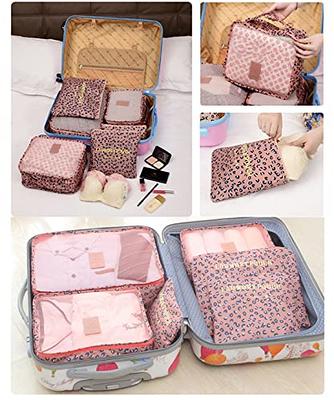 6pcs Travel Storage Bag Set for Clothes Luggage Packing Cube Organizer Suitcase, Size: One size, Pink