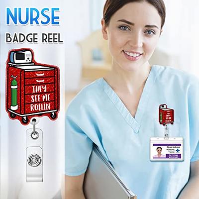 Badge Reels Retractable for Nurses Cute Medical Rn Icu LPN Cna Nursing Student Doctor Funny Badge Holder ID Name Clips