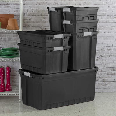 30 Gallon Tote Box Plastic, Titanium, Sterilite, Storage