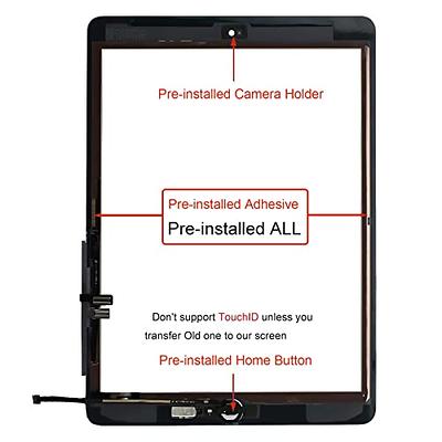 Touch Screen Digitizer for iPad 7 2019 7th Gen 10.2 A2197 A2198 A2200  Front Glass Replacement with Pre-Installed Adhesive with Home Button(not