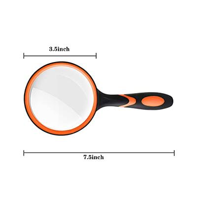 Large Magnifying Glass 5X Handheld Reading Magnifier for Seniors & Kids - 100mm 4inches Real Glass Magnifying Lens for Book Newspaper Reading