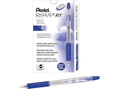 Pentel R. S.V. P. RT Retractable Ballpoint Pens, Medium Point, Blue Ink,  Dozen (BK93-C)