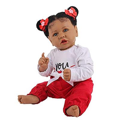 Reborn Baby Dolls Black Silicone Full Body with Realistic African American  22.8 inches Girl Weighted Newborn Dolls Gift Set