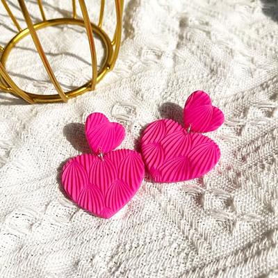 Hot Pink Earrings Pink Heart Earrings Pink Hoop Earrings Pink Tassel  Earrrings Hot Pink Accessories for Women Jewelry Clearance Teen Girl Gifts  Trendy