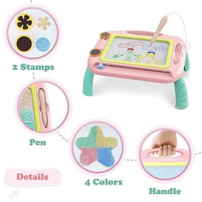 Kids Magnetic Drawing Board Erasable Doodle Board 4 Stamps Baby