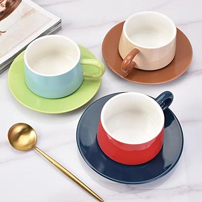 Koythin Ceramic Coffee Mug Saucer Set, Cute Creative Morandi European Style  Cup Unique Irregular Design for Office and Home, 8.5 oz/250 ml for Latte  Tea Milk (Red and Dark Blue) - Yahoo Shopping