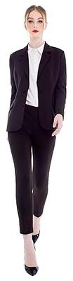 Marycrafts Women's Business Blazer Pant Suit Set for Work 8 Black Brown ...