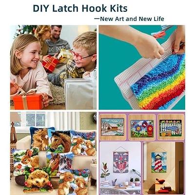 Beginner Latch Hook Pillow Kits Set Dog & Gift Sofa Cushion Cover Latch  Hook Carpet Rug Acrylic Yarn,Pillowcase Craft Kits with Printed Canvas for