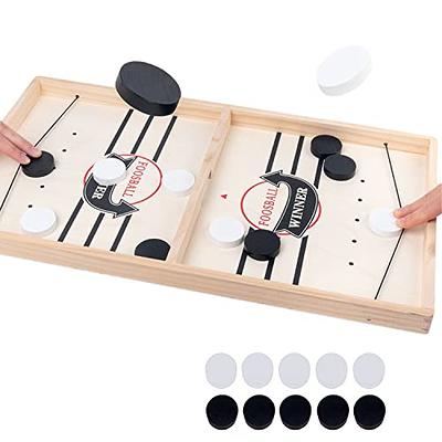 moopok Fast Sling Puck Game,Wooden Hockey Game.Desktop Battle 2in1