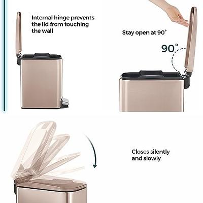 Nunsino Small Bathroom Trash Can with Lid Soft Close, 1.6 Gallon Stainless  Steel Garbage Can with Pedal, Small Trash Bin for Bathroom, Kitchen, Home  Office, Champagne - Yahoo Shopping