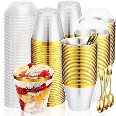 TOFLEN 50Ct 8 oz Square Plastic Dessert Cups with Lids and sporks, Clear  Plastic To Go Dessert Container Cake Cup for Yogurt Parfait, Fruit Banana  Pudding, Mousse, Strawberry Shortcake - Yahoo Shopping