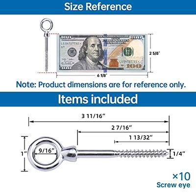 Muzata 10Pack 3 3inch M6 Black Screw Eye Hooks Stainless Steel Heavy Duty for Wood Securing Cables Wire Terminal Ringlet Stand at MechanicSurplus.com MZZ0130B