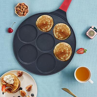 Commercial Chef Cast Iron Mini Pancake Pan, Silver Dollar Pancake Griddle, Easy to Clean Pancake Maker, Heats Evenly, Makes 7 Mini Silver Dollar