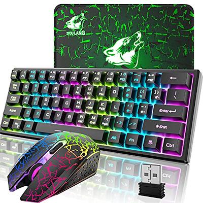 Wireless Gaming Keyboard and Mouse Combo Set With Mouse Pad Rainbow Color  Backlit USB Keyboard RGB LED Keyboard For PC Gamer