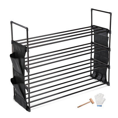 Nroech Expandable Shoe Rack Storage Organizer-Adjustable 2 Tier Wood and Metal  Shoe Shelf Heavy Duty Free Standing Shoe Rack for Closet Bedroom Entryway  (Black) in 2023