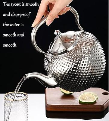 Clear Glass Teapot Cold Kettle Iced No-Dripping Scald Handle Stovetop  -Resistant Tea