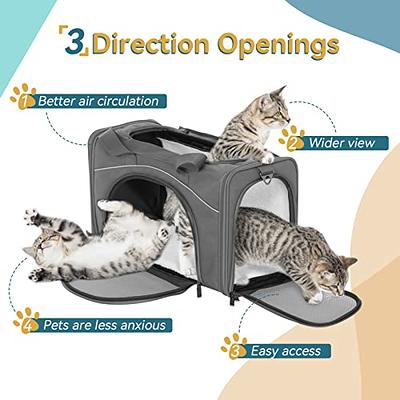 Pet Carrier for Cats, Dogs, and Small Animals - TSA Approved - Airline  Travel Carrier - Side & Top Opening, Air Vents, Collapsible with Multiple  Pockets - Gray 