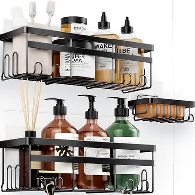 Foukus 2 Pack Bathroom Shower Organizer, Adhesive Shelves with hooks and  Hanging Cups, No Drilling Rustproof Stainless Steel Bathroom Caddy for  Shower