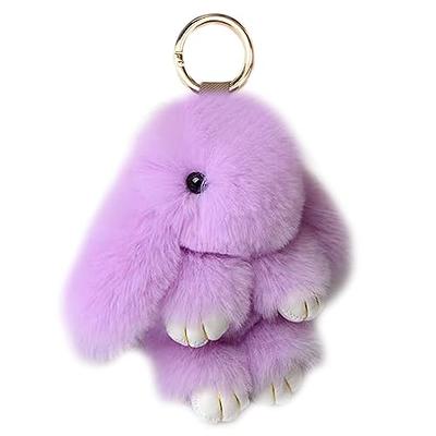 Rabbit Keychain Cute Fluffy Bunny Keychain Pompom Key Ring Cute