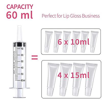 4 Pack 60ml Plastic Luer Lock Syringe, Measuring Syringe Individually  Sealed for Scientific Labs, Measuring Liquids, Feeding Pets, Watering  Plants