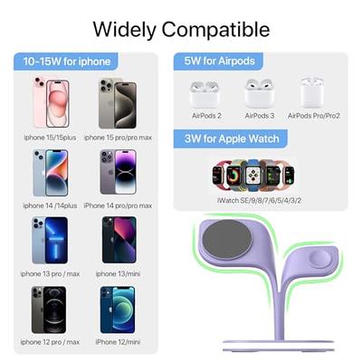  Magnetic Wireless Charging Station for Apple Series, 3-in-1 15W  Fast Mag-Safe Charger Stand with QC3.0 Adapter, for iPhone 15,14,13,12 Pro  Max/Pro/Mini/Plus, iWatch Ultra/9/8/7/6/5/4/3/2, AirPods : Cell Phones &  Accessories