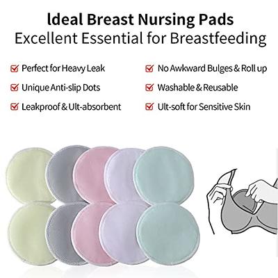 Organic Breast Pads 10pcs Reusable Nursing Pads Washable+ Wet Bag