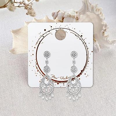 Earring Cards - 100Pcs Earring Display Holder Cards, White Rose