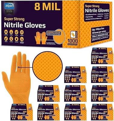 LANON 8-mil Orange Disposable Nitrile Gloves, Mechanic, Heavy-Duty,  Food-Safe