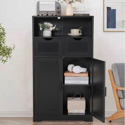 Iwell 67.2 H Tall Bathroom Storage Cabinet with 2 Doors & 1 Drawer, Bathroom  Cabinet with 4 Shelves, Narrow Linen Cabinet for Living Room, Bathroom,  Kitchen, Black - Yahoo Shopping