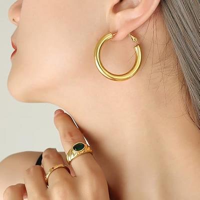 MOODEAR Gold Twisted Hoop Earrings for Women, Hypoallergenic 14k Gold  Chunky Hoop Earrings 925 Sterling Silver Post Earrings for Girls Gold  Jewelry