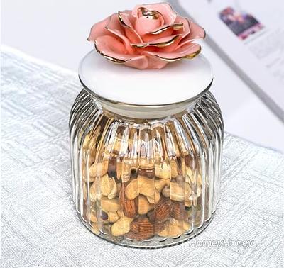 HomeyHoney Glass Candy Jars with Airtight Lids for Candy Buffet, with  Handmade Porcelain Flower, Decorative Glass Canisters for kitchen (22 oz,  Pink Rose) - Yahoo Shopping