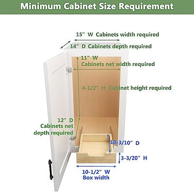 LOVMOR Pull Out Cabinet Organizer 8” High Drawer 10½” W x 21”D Soft Close  Wood Slide Out Shelves Cabinet Storage with Full Extension Rail Slides Pull