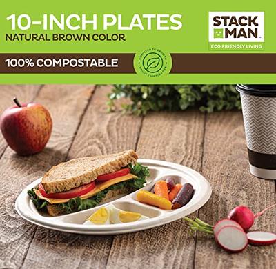 Stack Man 100% Compostable Paper Plates [9 inch - 125-Pack] 3