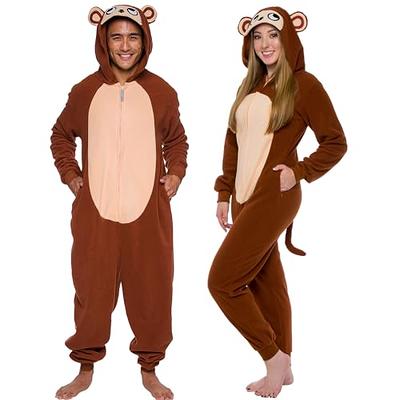 Funziez! Slim Fit Sherpa Adult Onesie - Animal Halloween Costume - Plush  One Piece Cosplay Suit for Women and Men