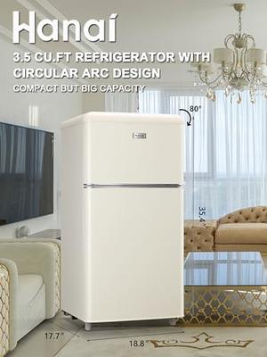 WANAI Mini Refrigerator with Freezer 3.2 Cu.Ft Retro Dual Door