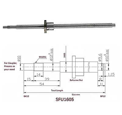 Mssoomm 16mm CNC Ballscrew Kit SFU1605 RM1605 Anti-Backlash Ball