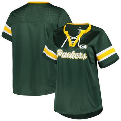 Green Bay Packers New Era Women's Lightweight Lace-Up Raglan T-Shirt -  Green/Gold