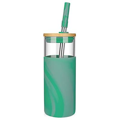 Reusable Borosilicate Glass Water Bottle with Silicone Sleeve, Bamboo