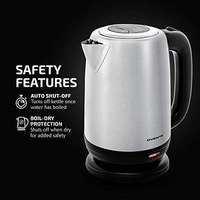 Ovente Portable Electric Kettle 1.7 Liter, Double Wall Insulated