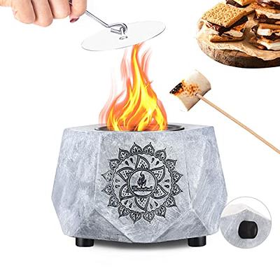 Rossesay Indoor Tabletop Fire Pit, 16'' Concrete Personal Portable Fire Pit  Bowl Desktop Mini Smokeless Firepit with Sticks, Alcohol Table Top Firepit