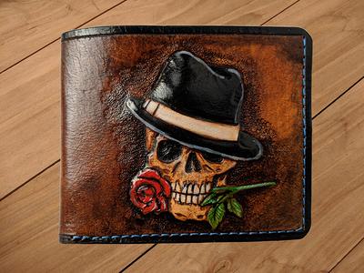  Men's 3D Genuine Leather Wallet, Hand-Carved, Hand