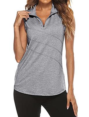 Tanst Sky Sleeveless Muscle Tank for Women, Women's Workout Tops Moisture  Wicking Quarter Zip Stretchable Banded Running Shirts Solid Color Stylish  Tennis Golf Yoga Blouses Grey Large - Yahoo Shopping