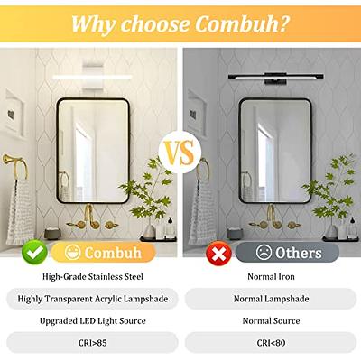 Combuh LED Bathroom Vanity Light 16 Inch 9W Black IP44 Mirror