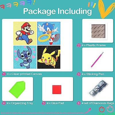 4 Pack Diamond Painting Kits for Kids with Framed - 5D Cartoon