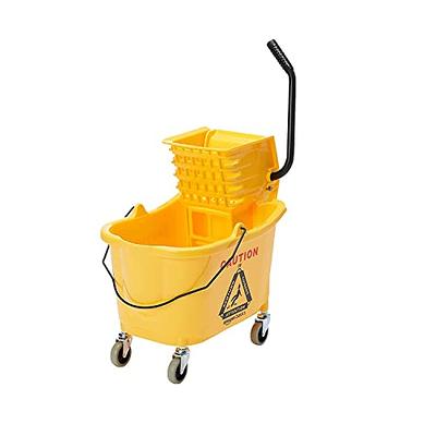 HOMCOM Mop Bucket Cart with Side Press Wringer, Metal Handle and 34 Quart Capacity, Blue