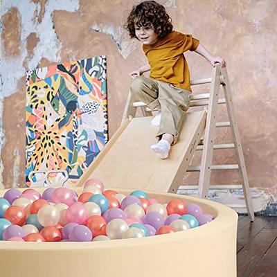 Realhaha 100 Assorted Color Ball Pit Balls, Crush-Proof Plastic Balls, Non-Toxic Soft Play Balls