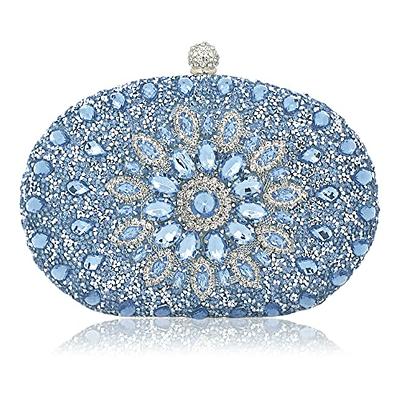 Round Shape Rose Flower Crystal Clutch Purses for Women Formal Evening Bags Wedding Party Handbags