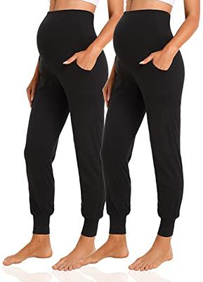 V VOCNI Women's Maternity Pants Maternity Activewear Jogger Track Cuff  Sweatpants Over The Belly Stretchy Pregnancy Pants Black&Black,X-Large -  Yahoo Shopping