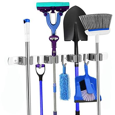 HYRIXDIRECT Broom Holder Wall Mount Broom Organizer Mop Holder Hanger  Garden Tool Organizers Storage Rack Garage Laundry Room Organizations and  Storage with Hooks Heavy Duty 